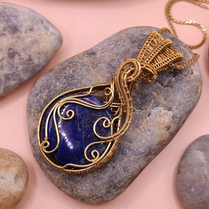 Aadhya 003 Lapis lazuli locket in brass made by sanguine aura jewelry, Bharat