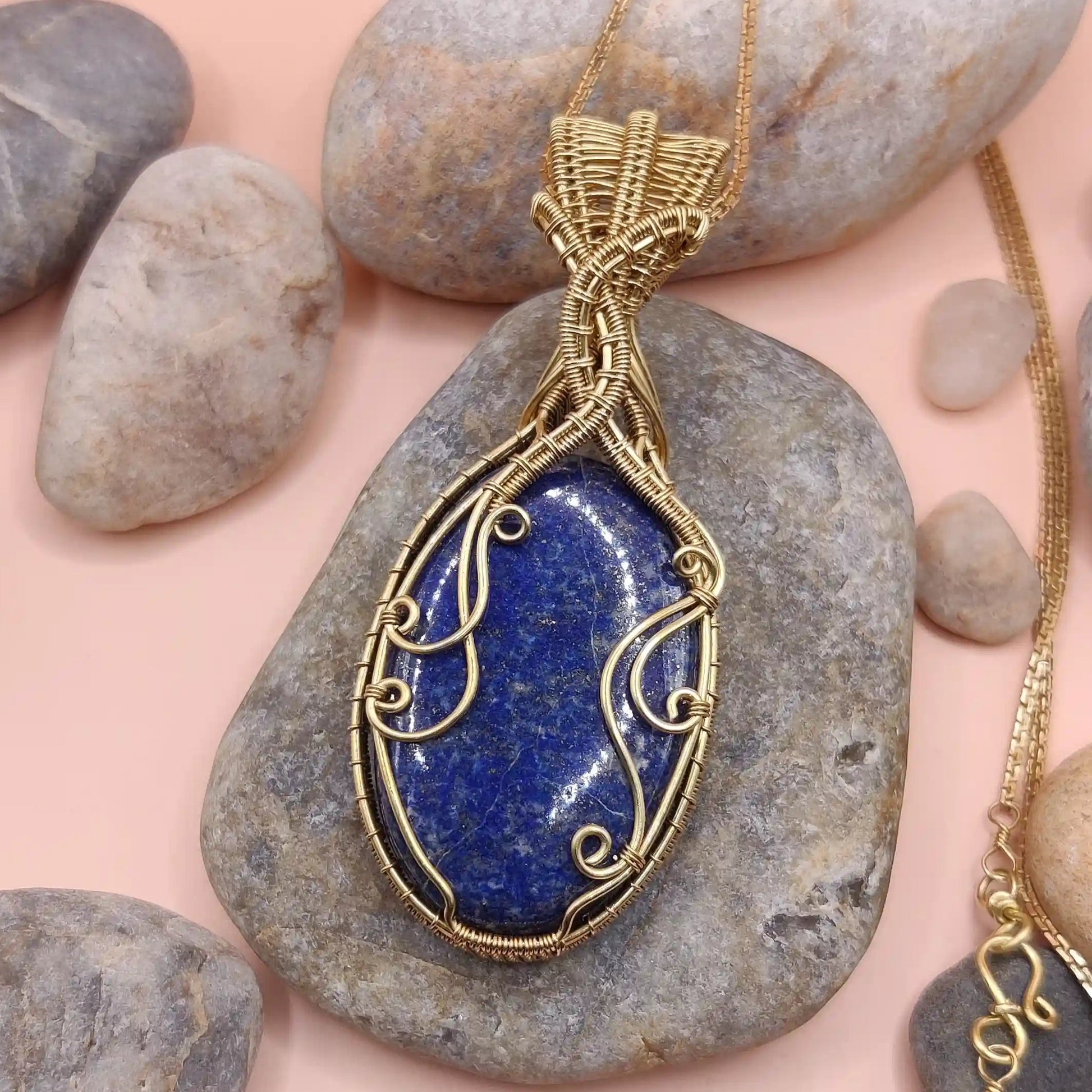 Aadhya lapis lazuli brass pendant 002 made by sanguine aura, India 