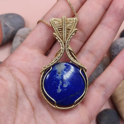 Aadhya lapis lazuli pendant in brass 001 in hand made by sanguine aura handmade jewellery, India 