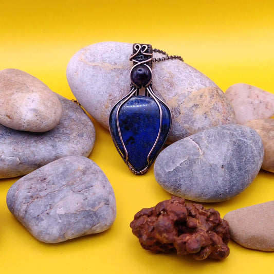 Advithi - Lapis Lazuli and Rose Quartz Necklace-002 SA1 By Sanguine Aura Handcrafted Jewellery