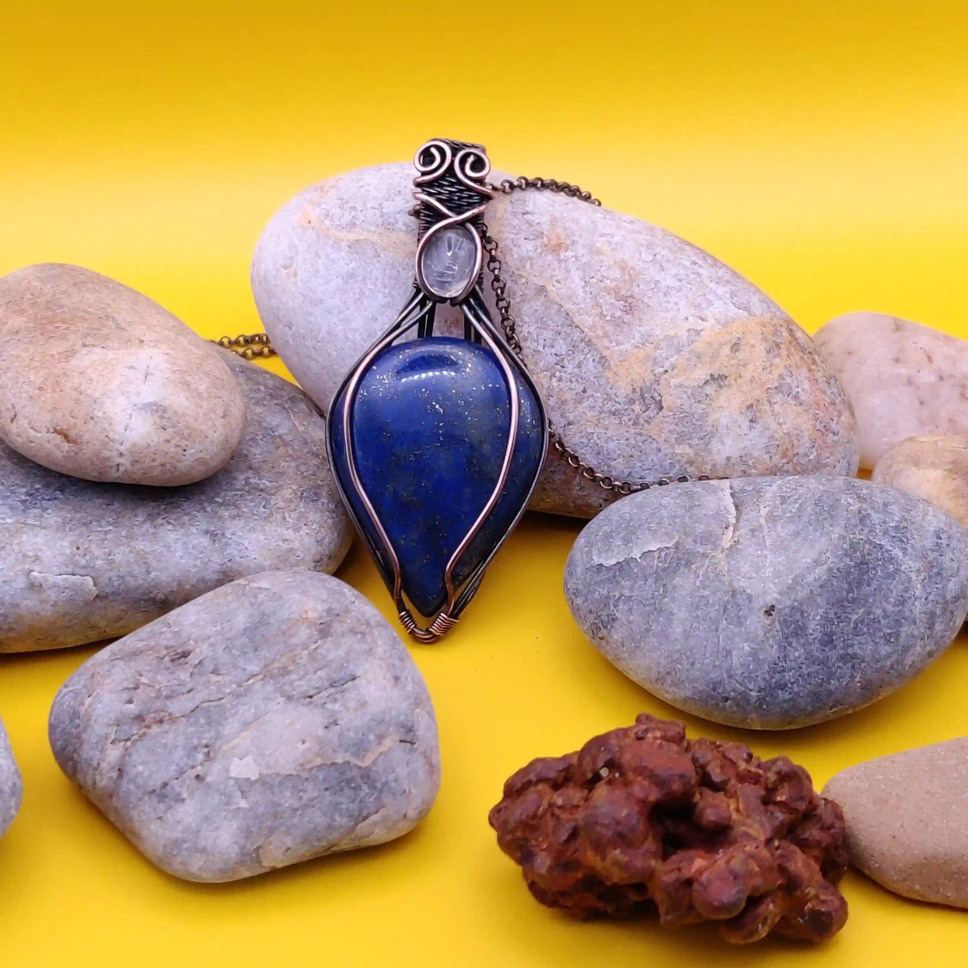 Advithi - Lapis Lazuli and Rose Quartz Necklace-005 By Sanguine Aura Handcrafted Jewellery