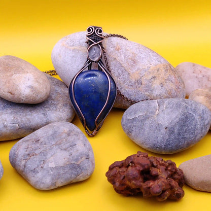 Advithi - Lapis Lazuli and Rose Quartz Necklace-005 SA1 By Sanguine Aura Handcrafted Jewellery