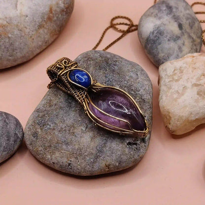 Advithi – Brazilian Amethyst + Lapis Lazuli Necklace By Sanguine Aura Handcrafted Jewellery