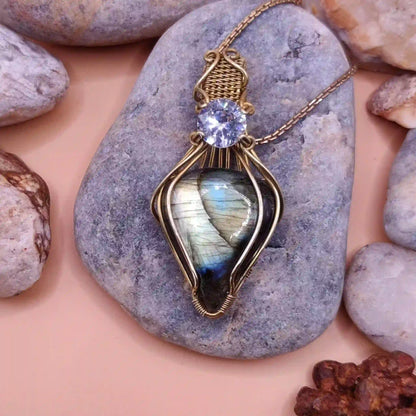 Advithi – Labradorite And CZ Necklaces SA2 By Sanguine Aura Handcrafted Jewellery