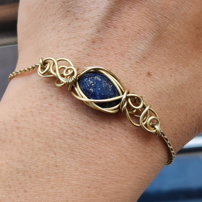 Alak - Lapis Lazuli Bracelet By Sanguine Aura Handcrafted Jewellery with healing benefits like Peace, Strength, Clarity.