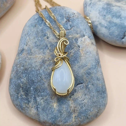 Anala - White Moonstone Necklace - 002 By Sanguine Aura Handcrafted Jewellery