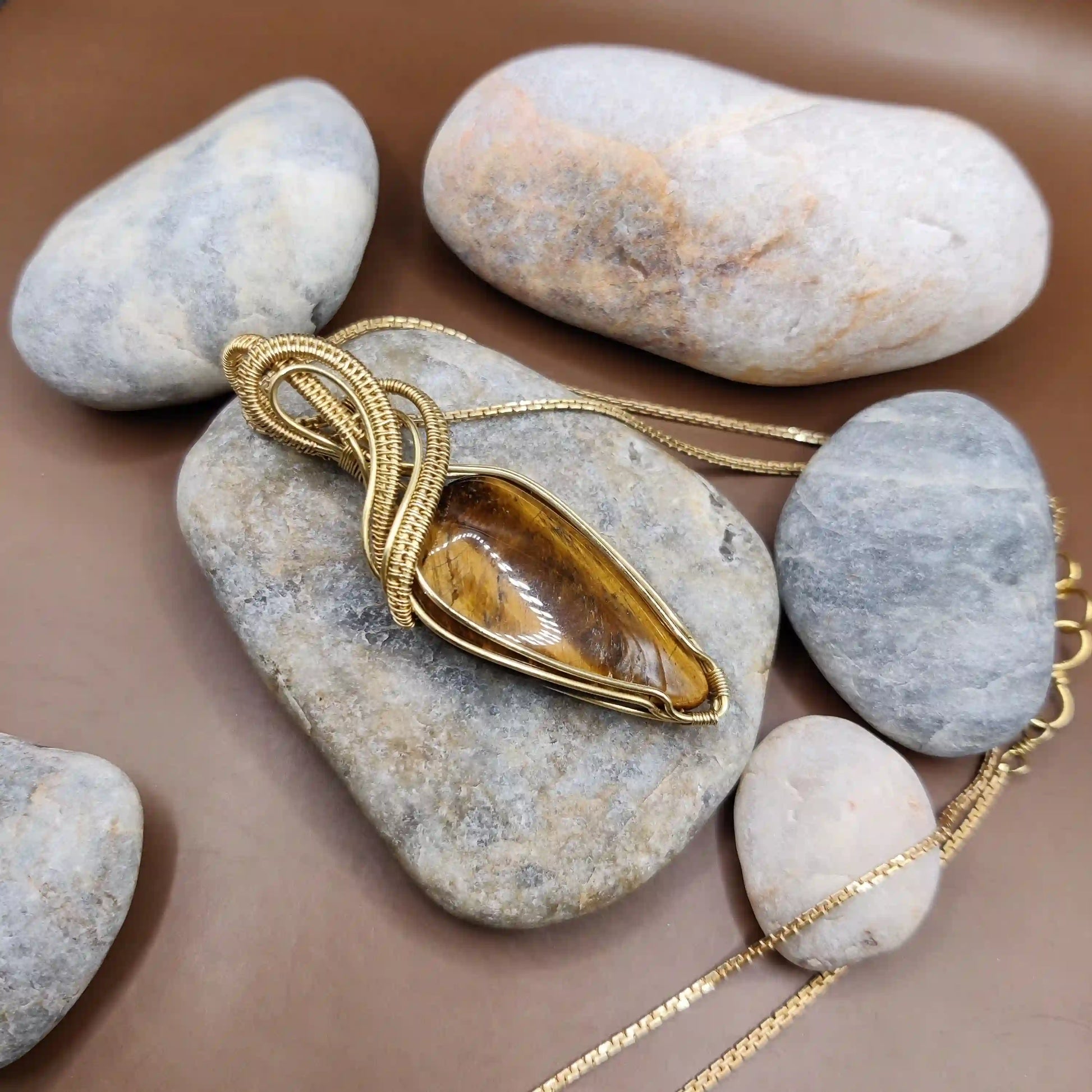 Anushka - Tiger's Eye Necklace 002 SA1 By Sanguine Aura Handcrafted Jewellery