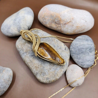 Anushka - Tiger's Eye Necklace 002 SA1 By Sanguine Aura Handcrafted Jewellery