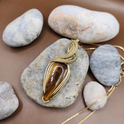 Anushka - Tiger's Eye Necklace 002 SA2 By Sanguine Aura Handcrafted Jewellery