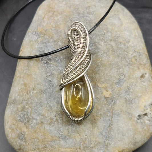 Anushka Citrine Silver Necklace made by sanguine aura 