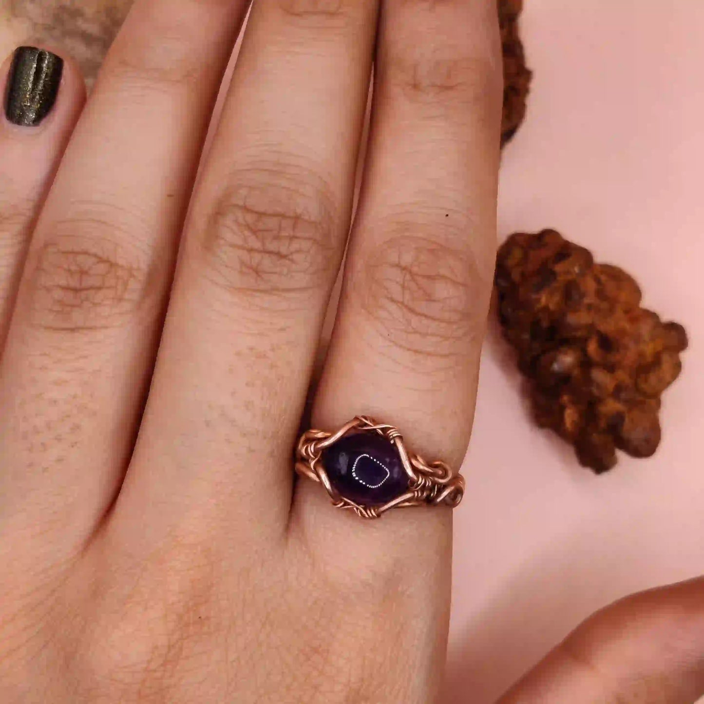 Anya- Amethyst Ring SA1 By Sanguine Aura Handcrafted Jewellery