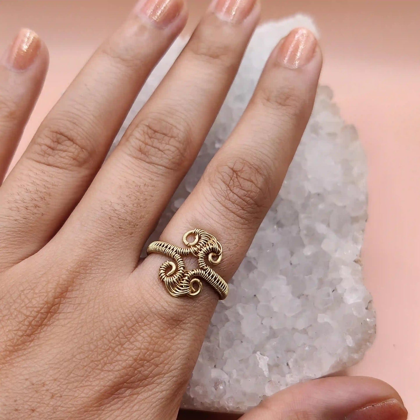 Arya - Brass Ring SA1 By Sanguine Aura Handcrafted Jewellery