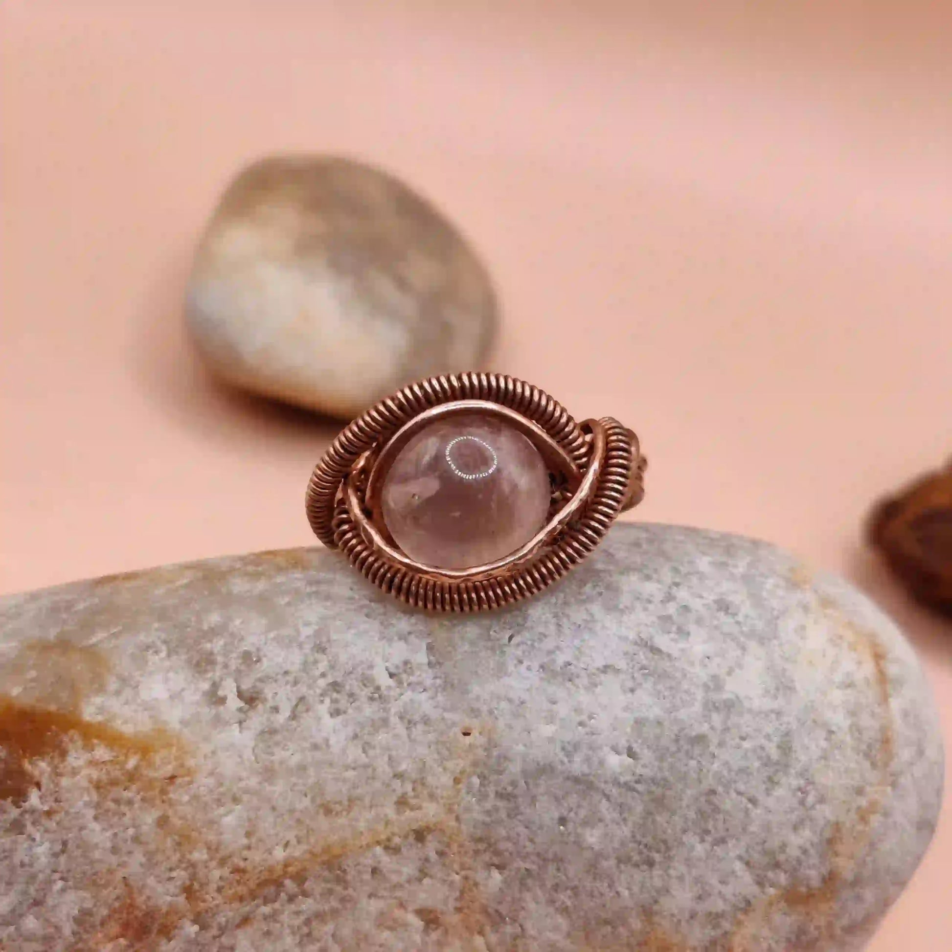 Asa- Rose Quartz Ring SA1 By Sanguine Aura Handcrafted Jewellery
