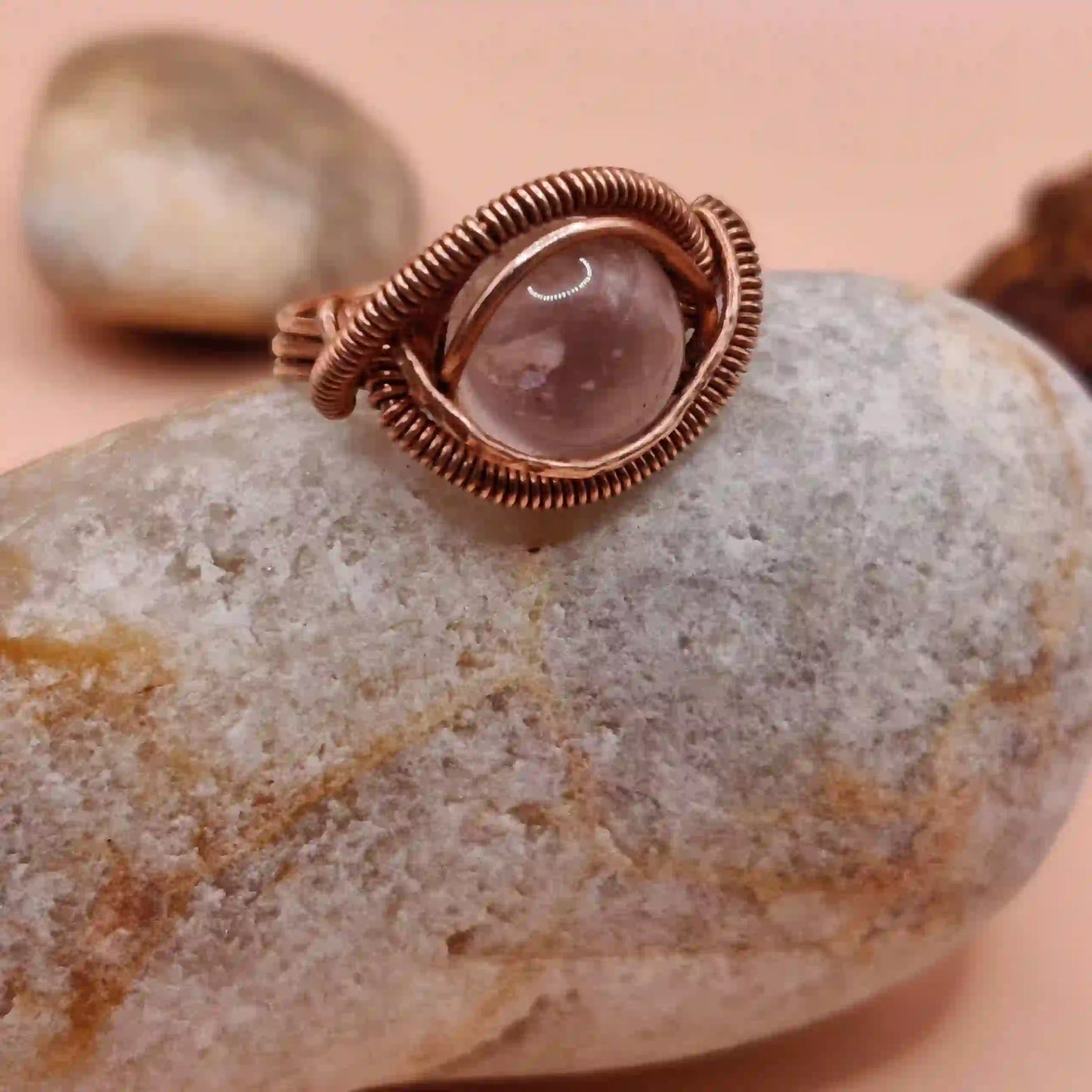 Asa- Rose Quartz Ring SA2 By Sanguine Aura Handcrafted Jewellery