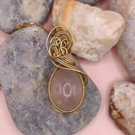 Avni Rose Quartz Necklace – 001 SA1 By Sanguine Aura Handcrafted Jewellery
