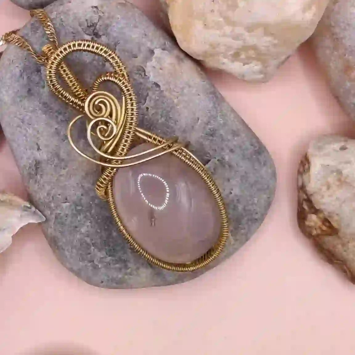 Chunky Raw Rose Quartz Pendant Necklace – The Cord Gallery