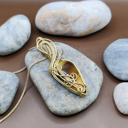 Ayaan - Tiger's Eye Necklace 001 SA2 By Sanguine Aura Handcrafted Jewellery