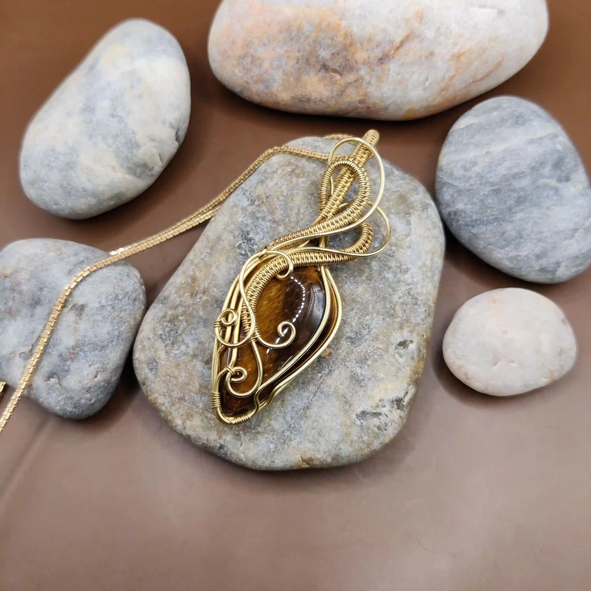 Ayaan - Tiger's Eye Necklace 002 SA1 By Sanguine Aura Handcrafted Jewellery