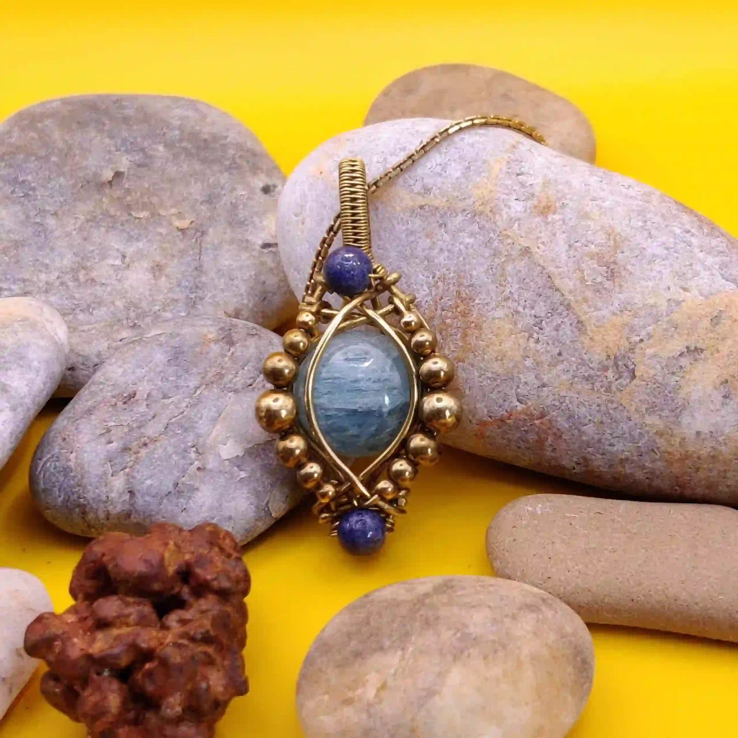 Basu_Aquamarine_And_Lapis_Lazuli_Necklace By Sanguine Aura Handcrafted Jewellery
