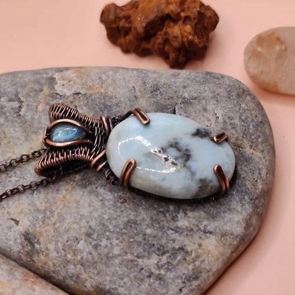 Bhumi - Larimar and Labradorite Necklace By Sanguine Aura Handcrafted Jewellery