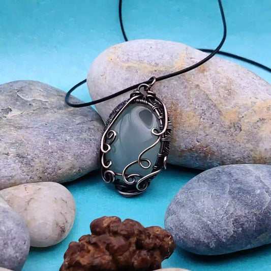 Blair_Aqua_Chalcedony_Necklace By Sanguine Aura Handcrafted Jewellery