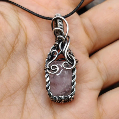 Bodhi Pink morganite silver pendant with natural untreated morganite and 925 silver