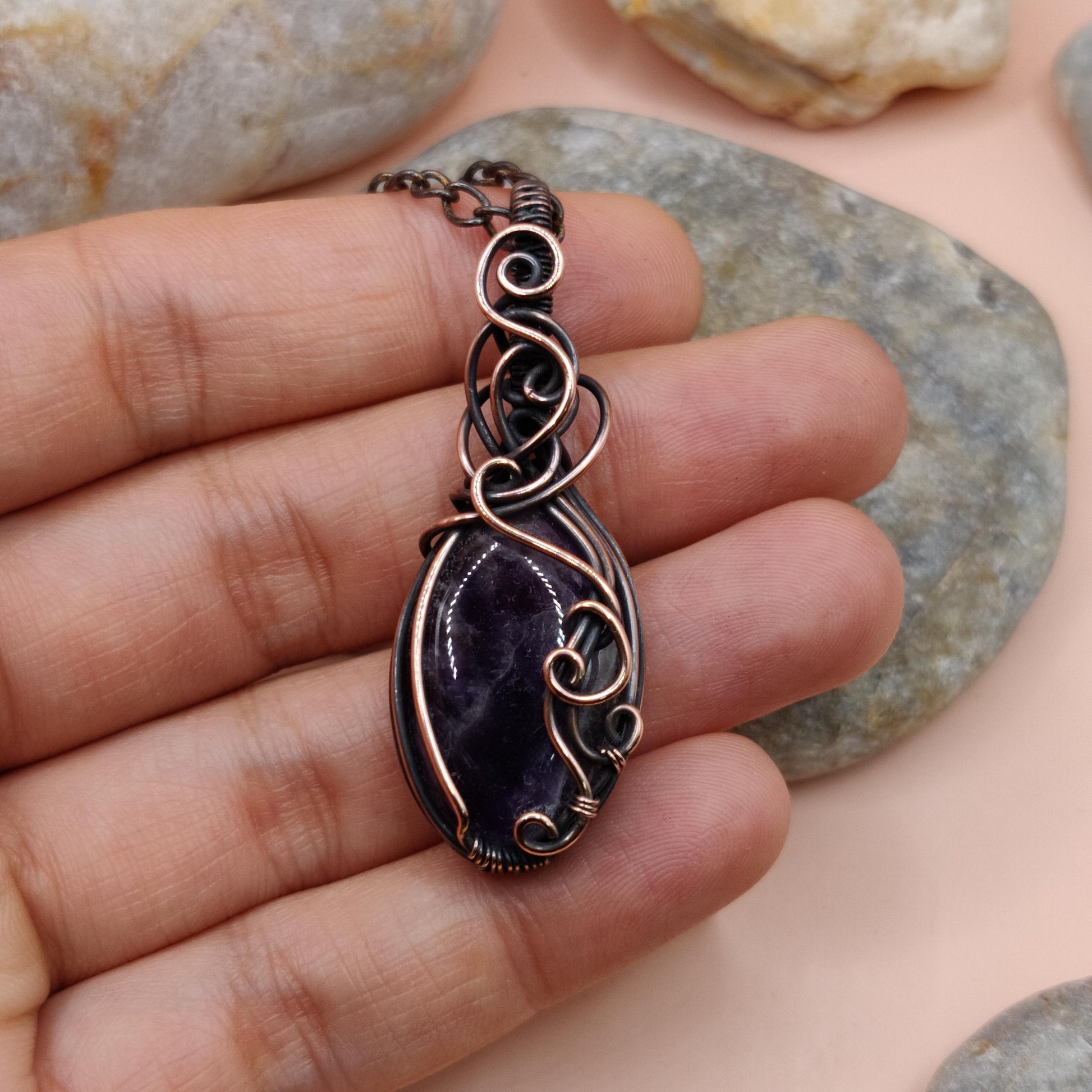 Carina - Amethyst Necklace By Sanguine Aura Handcrafted Jewellery. Healing Benefits Of Amethyst -  eases stress, promotes sleep, and brings clarity.