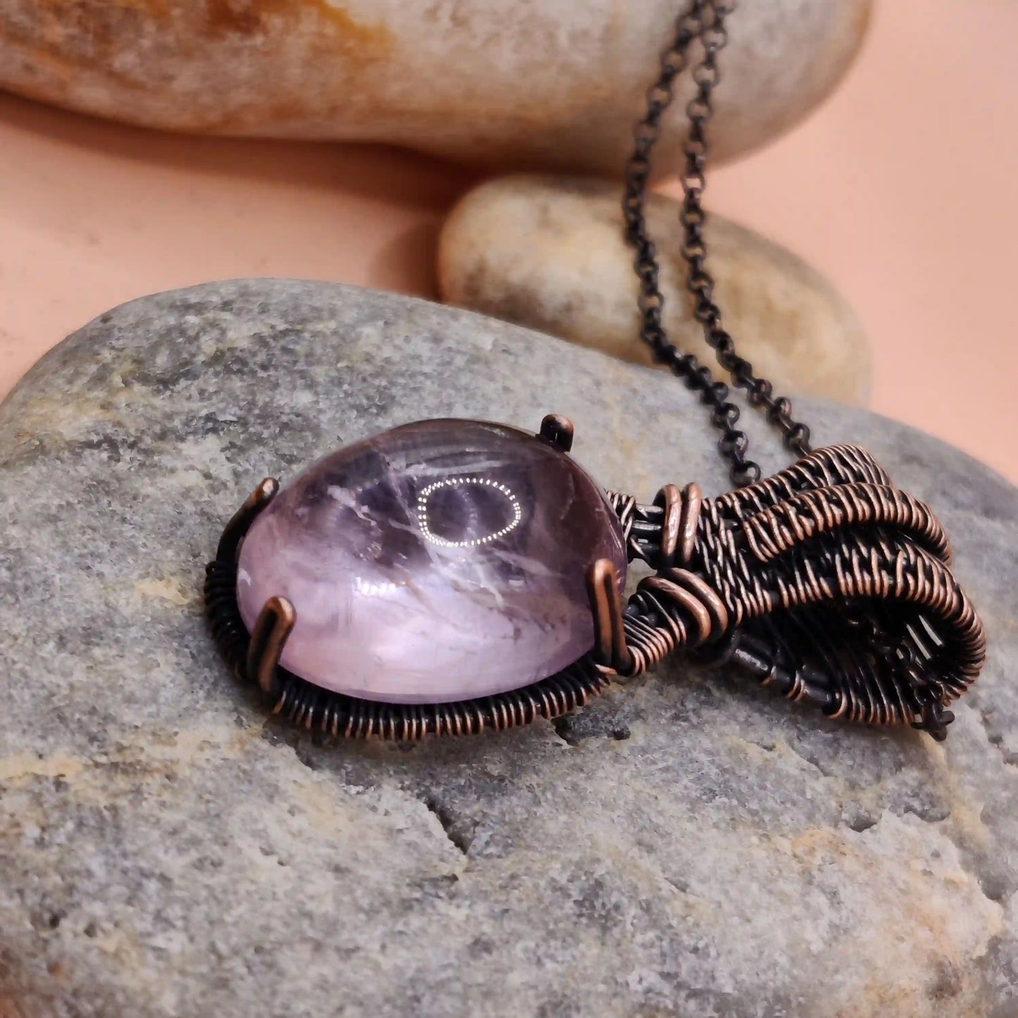 Chaitya- Pink Amethyst Necklace SA1 By Sanguine Aura Handcrafted Jewellery