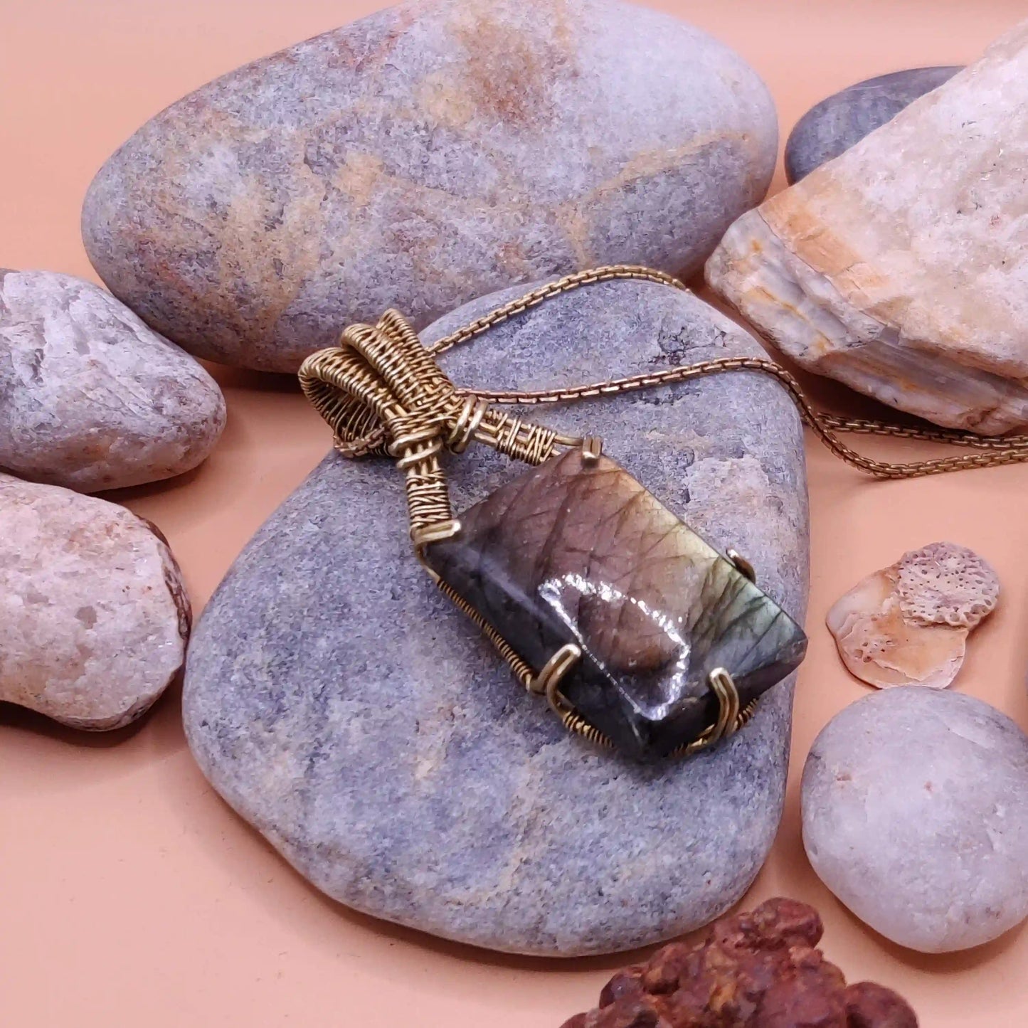 Chaitya - Labradorite Necklace 002 By Sanguine Aura Handcrafted Jewellery. Healing Benefits of Labradorite - Balance & Clarity.