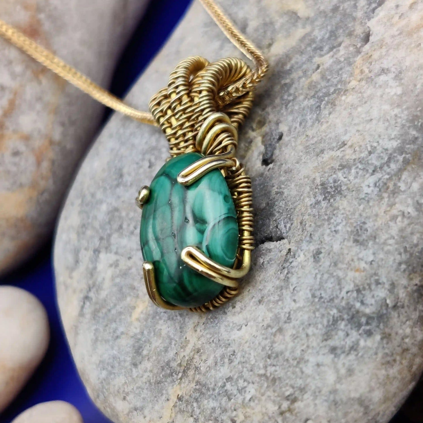 Chaitya - Malachite Necklace SA1 By Sanguine Aura Handcrafted Jewellery