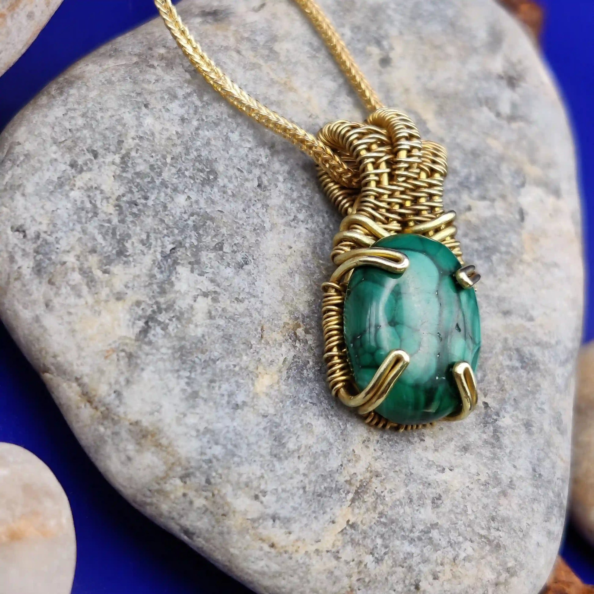 Chaitya - Malachite Necklace SA3 By Sanguine Aura Handcrafted Jewellery