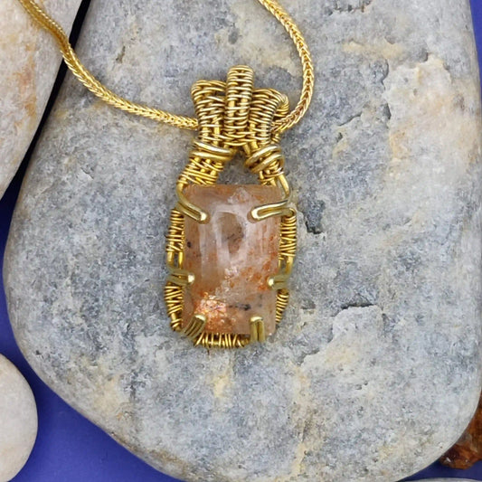 Chaitya - Sunstone Necklace By Sanguine Aura Handcrafted Jewellery. Healing Benefits of Sunstone - Uplift, Create, Shine.
