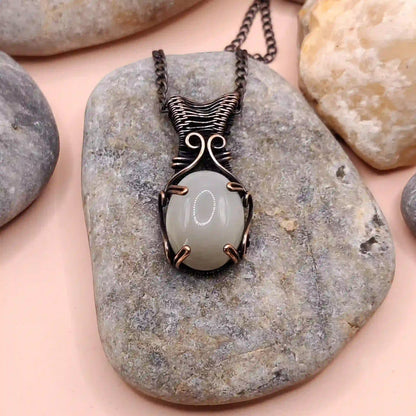 Chaitya - White Moonstone Necklace SA1 By Sanguine Aura Handcrafted Jewellery