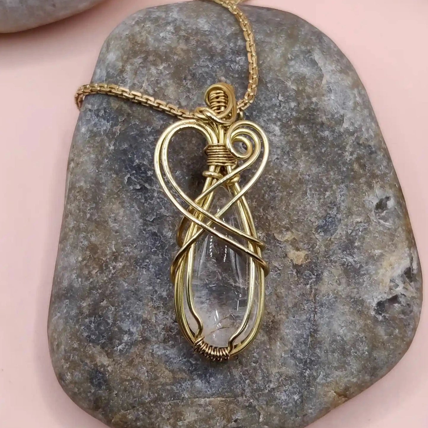 Chara 007 clear quartz necklace (crystal quartz pendant) designed by sanguine aura handcrafted jewellery