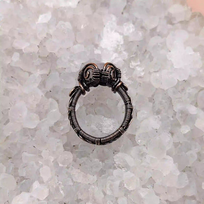 Charlotte- Rainbow Moonstone Ring SA1 By Sanguine Aura Handcrafted Jewellery
