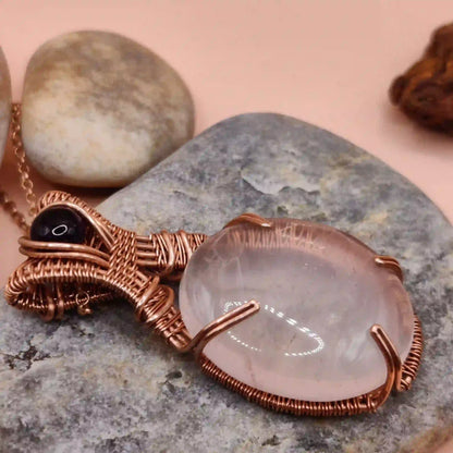 Daiva- Rose Quartz And Garnet Necklace By Sanguine Aura Handcrafted Jewellery