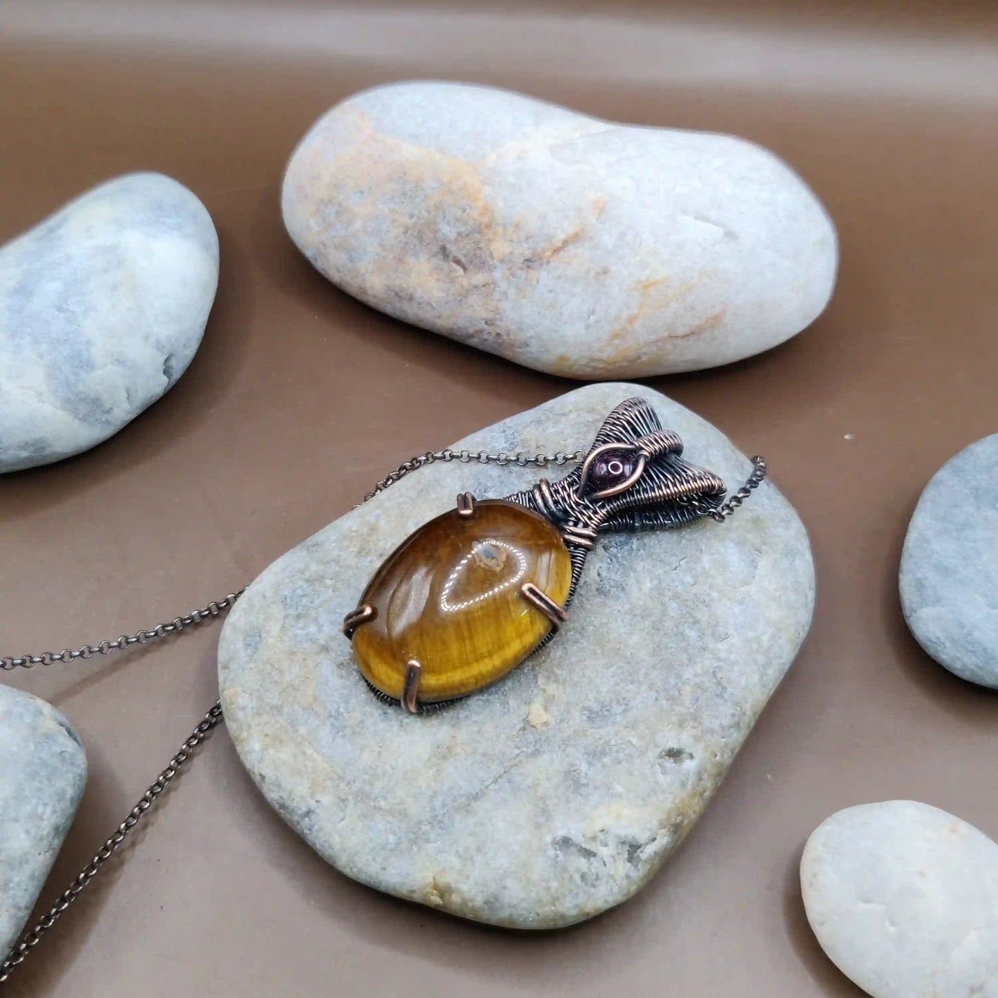Daiva - Tiger's Eye and Garnet Necklace 003 SA1 By Sanguine Aura Handcrafted Jewellery