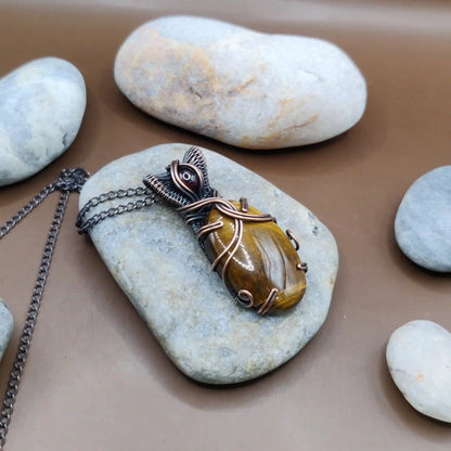 Daiva - Tiger's Eye and Garnet Necklace 005 SA2 By Sanguine Aura Handcrafted Jewellery