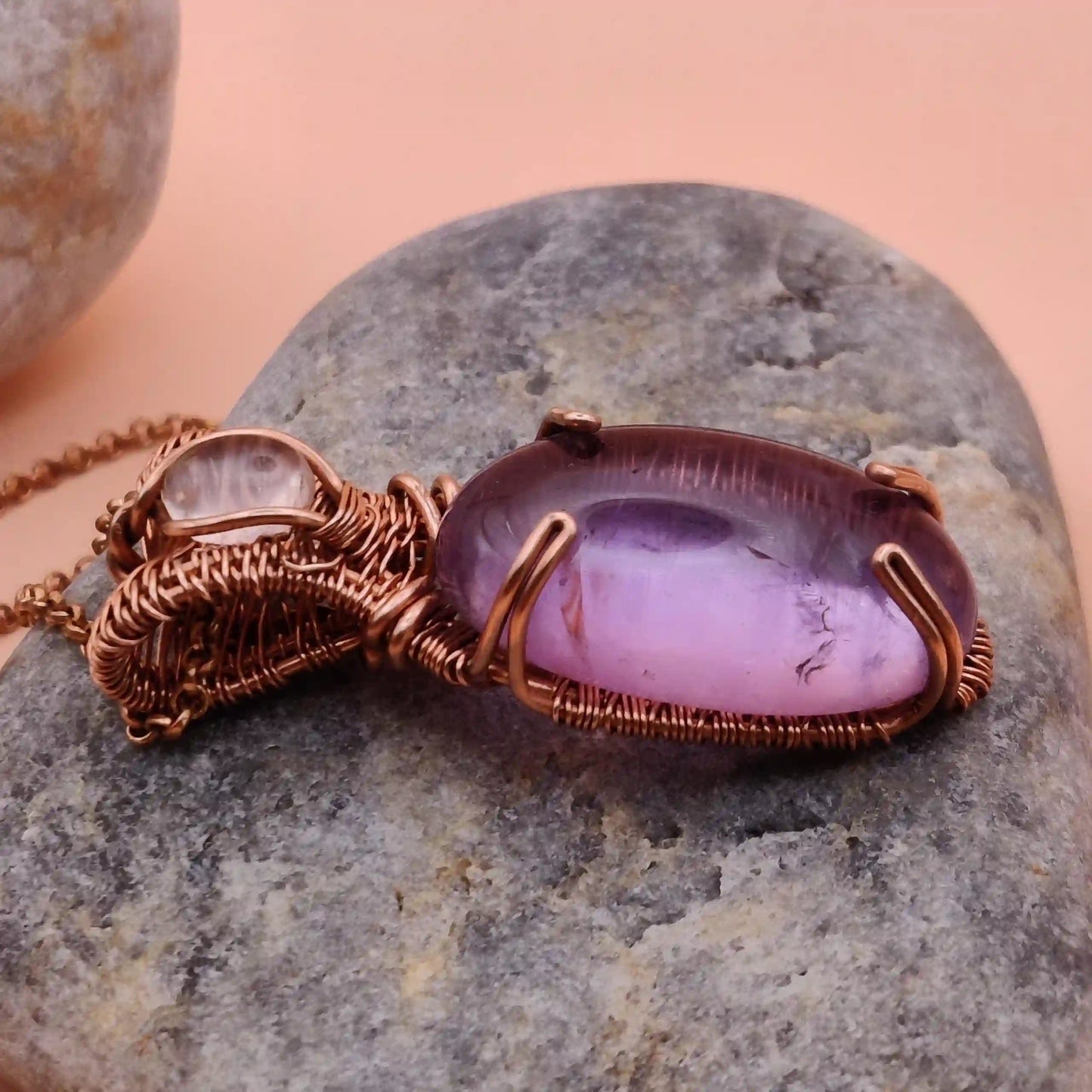Daiva – Amethyst And Rose Quartz Necklace – 002 SA1 By Sanguine Aura Handcrafted Jewellery