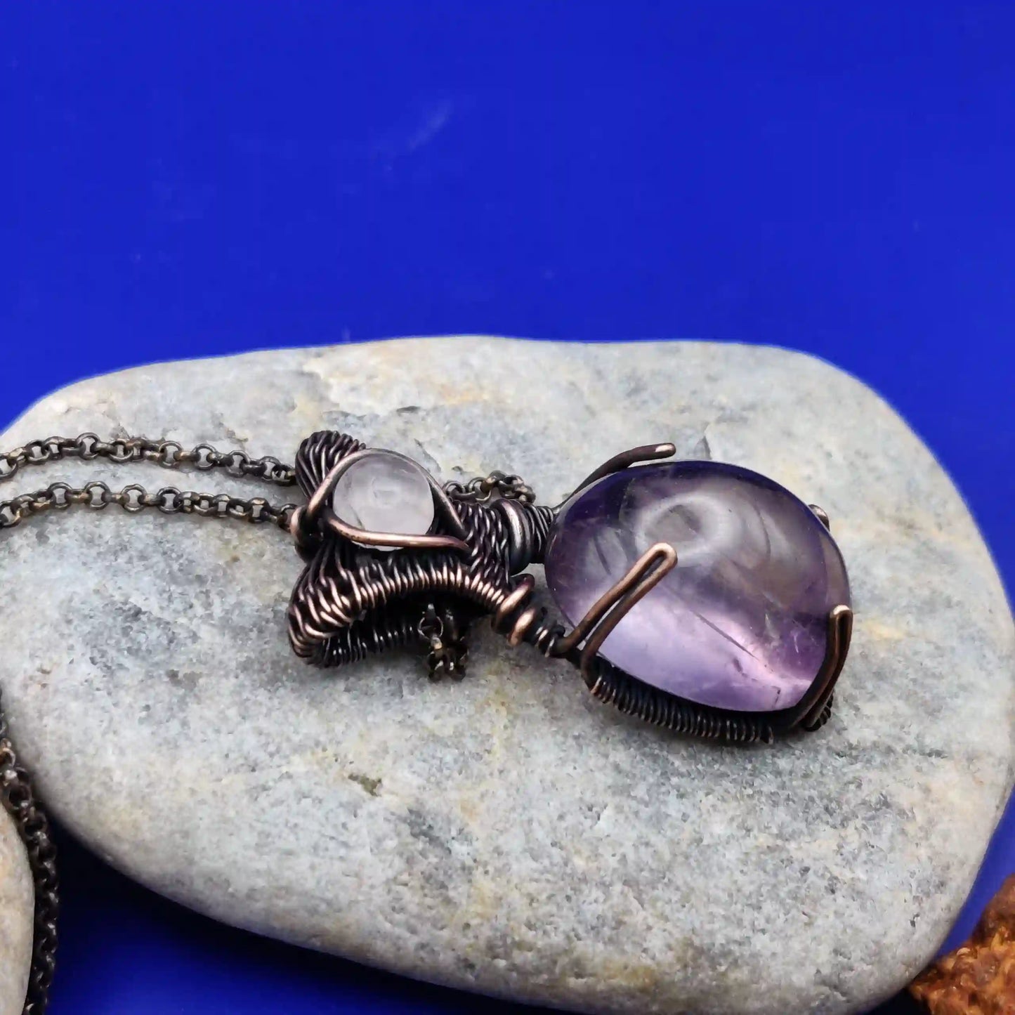 Daiva – Amethyst And Rose Quartz Necklace – 003 SA1 By Sanguine Aura Handcrafted Jewellery