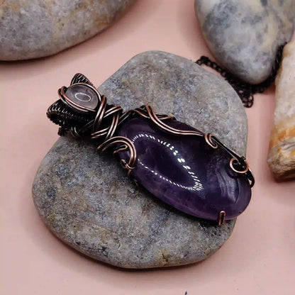 Daiva – Amethyst And Rose Quartz Necklace – 004 By Sanguine Aura Handcrafted Jewellery