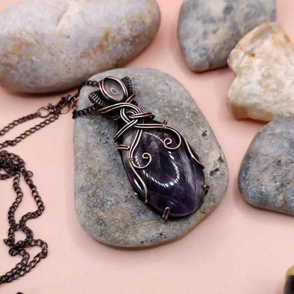 Daiva – Amethyst And Rose Quartz Necklace – 005 SA2 By Sanguine Aura Handcrafted Jewellery