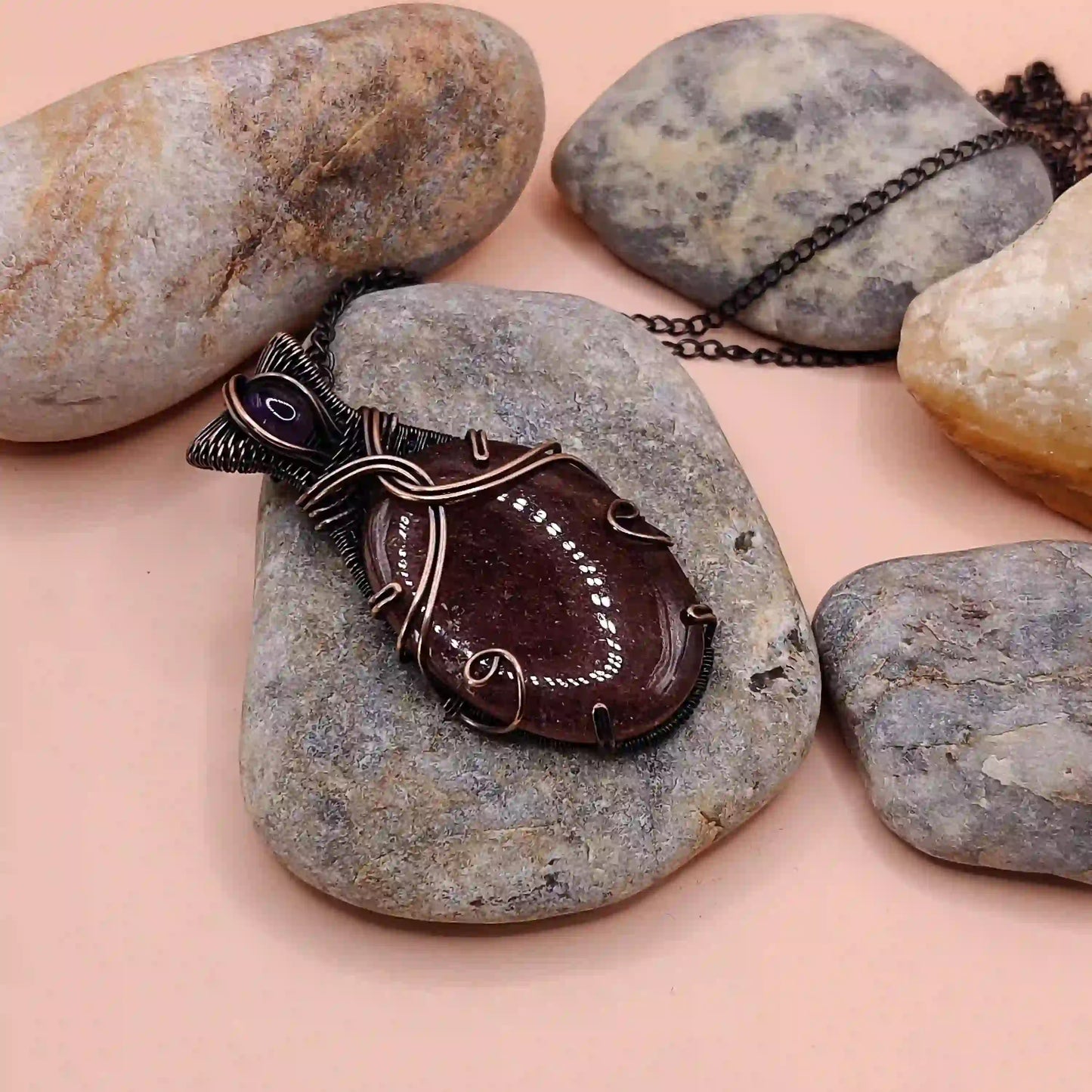 Daiva Strawberry Quartz And Amethyst Necklace 001 SA2 By Sanguine Aura Handcrafted Jewellery