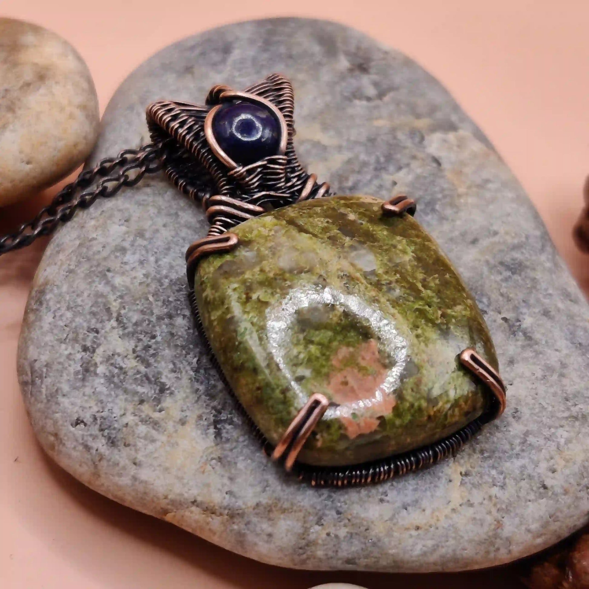 Daiva_Unakite_And_Lapis_Lazuli_Necklace By Sanguine Aura Handcrafted Jewellery