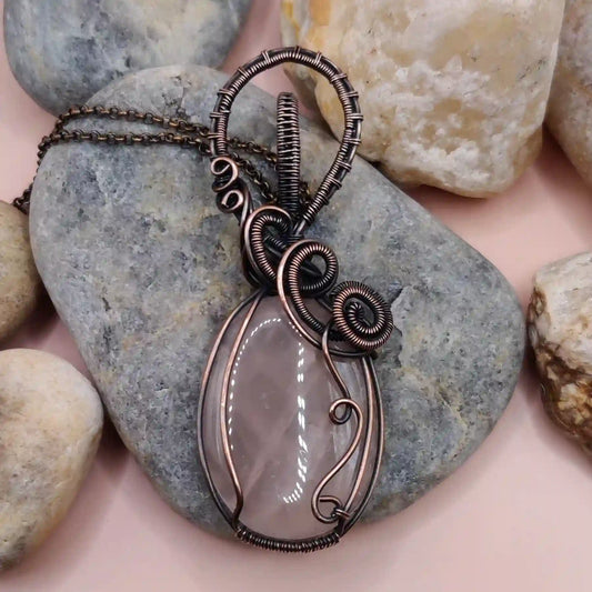 Ekaa Rose Quartz Necklace By Sanguine Aura Handcrafted Jewellery