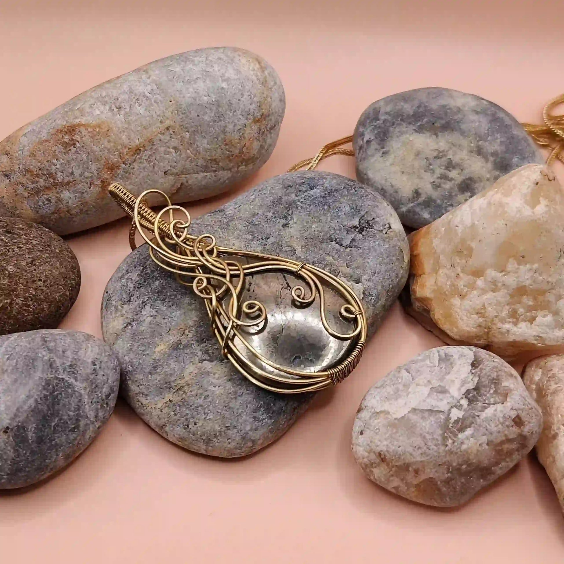 Eshika Pyrite Necklace- 002 SA1 By Sanguine Aura Handcrafted Jewellery