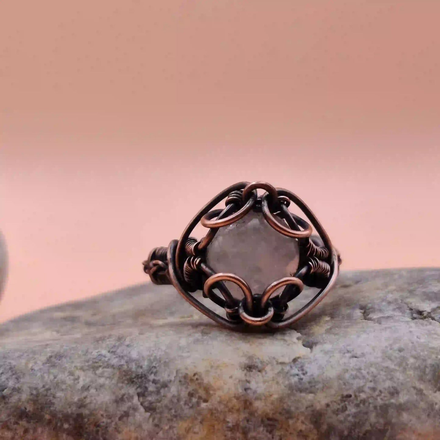 Ezra- Rose Quartz Ring By Sanguine Aura Handcrafted Jewellery