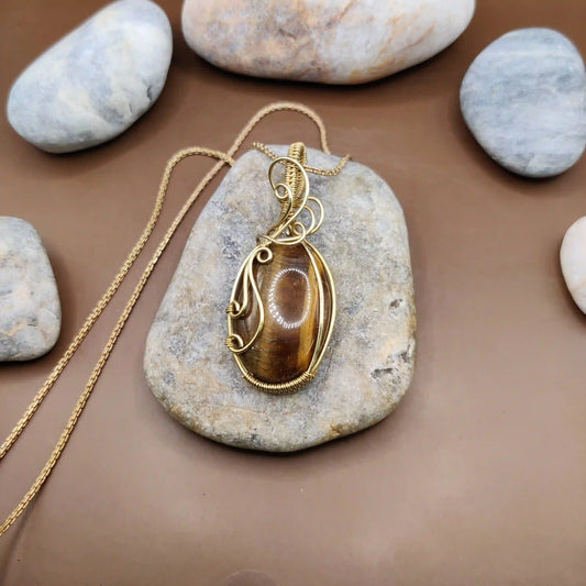 Grahish - Tiger's Eye Necklace 002 SA2 By Sanguine Aura Handcrafted Jewellery