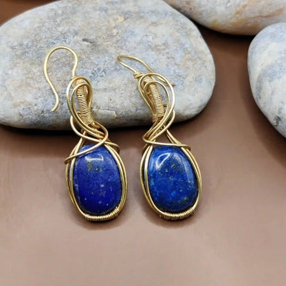 Kimaya - Lapis Lazuli Earrings 001 By Sanguine Aura Handcrafted Jewellery