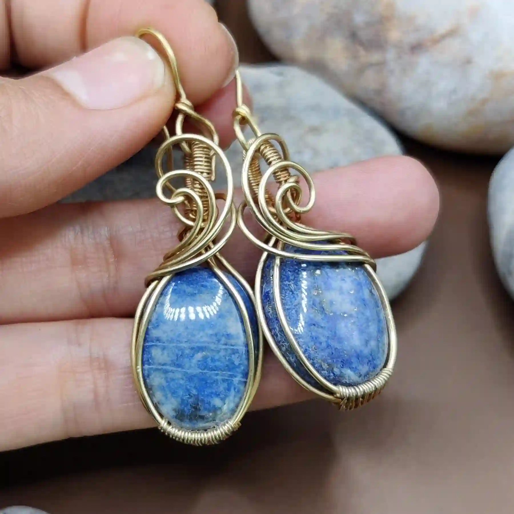 Kimaya - Lapis Lazuli Earrings 004 By Sanguine Aura Handcrafted Jewellery